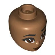 Minidoll Head Reddish Brown Eyes, Dark Red Lips