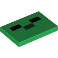 Tile 2 x 3 with Three Rectangles, Pixelated Creeper Face Print