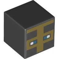 Minifig Head Special, Cube with Pixelated Gold Mask and Blue Eyes Print