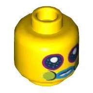 Minifig Head Mr Dinkles, Large Dark Blue Eyes, Azure Lips, Lime Cheeks Print