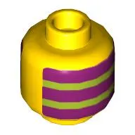Minifig Head Mr Dinkles Body, 3 Magenta Stripes and 2 Lime Stripes Print