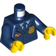 Torso Jacket with Gold Police Badge and Buttons, Bright Light Blue Shirt with Tie Print, Dark Blue Arms, Yellow Hands