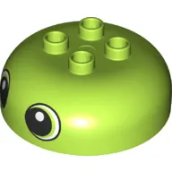 Duplo Brick Round 4 x 4 Dome Top with 2 x 2 Studs with Two Eyes Print