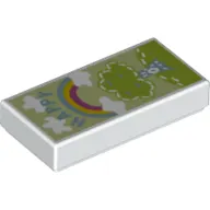 Tile 1 x 2 with Tree, Rainbow, and 'HAPPY' Print
