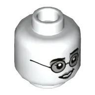 Minifig Head Moaning Myrtle, Glasses, Light Bluish Gray Eye Shadow, Smile / Sad with Tear Print