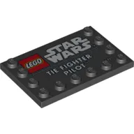 Plate Special 4 x 6 with Studs on 3 Edges with 'LEGO STAR WARS TIE FIGHTER PILOT' print