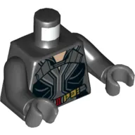 Torso Armour, Gold Straps, Light Nougat Neck Print (Black Widow), Black Arms, Dark Bluish Gray Hands