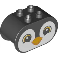 Duplo Brick 2 x 4 x 2 Rounded Ends with Penguin Face Print