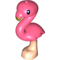 Animal, Bird, Flamingo with Light Nougat Leg, Black Eye and Olive Green Beak