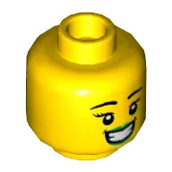 Minifig Head Peapod Costume Girl, Eyebrows, Bright Green Lips, Large Smile / Eating Print