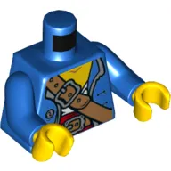 Torso Jacket, White and Red Undershirt, Shoulder Strap with Buckle, and Belt Print, Blue Arms, Yellow Hands