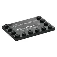 Plate Special 4 x 6 with Studs on 3 Edges with 'Lamborghini Sian' print
