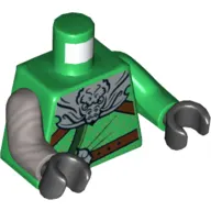 Torso, Odd Arms, Robe, Reddish Brown Belt, Strap, Light Bluish Grey Cape Print (Lloyd), Left Green Arm, Right Flat Silver Arm, Black Hands
