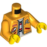 Torso Jacket with Patches, White Shirt, Bright Light Orange Arms, Yellow Hands