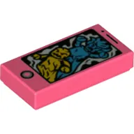 Tile 1 x 2 with Smart Phone and Yellow and Dark Azure Ghosts Print