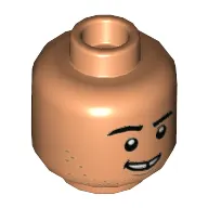 Minifig Head Franklin Webb, Thick Eyebrows, Light Stubble, Smile / Scared Print
