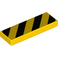 Tile 1 x 3 with Black Warning/Danger Stripes print