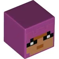 Minifig Head Special, Cube with Pixelated Medium Nougat Face, Black Eyes Print