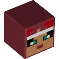Minifig Head Special, Cube with Pixelated Medium Nougat Face, Dark Turquoise Eyes Print