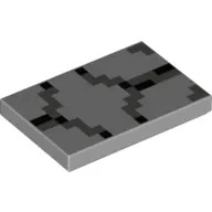 Tile 2 x 3 with Pixelated Dark Bluish Gray and Black Squares print