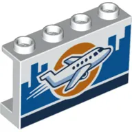 Panel 1 x 4 x 2 with Side Supports - Hollow Studs with Airplane print