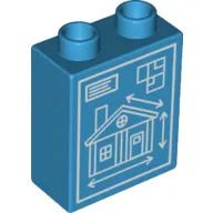 Duplo Brick 1 x 2 x 2 with Bottom Tube and House Blueprints Print