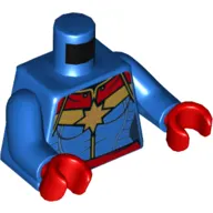 Torso Jacket with Red Collar and Waist, and Gold Star Print, Blue Arms, Red Hands