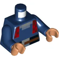 Torso Pixelated Red and Dark Red Scarf, and Black Belt Print, Dark Blue Arms, Nougat Hands
