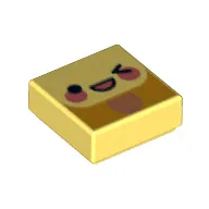 Tile 1 x 1 with Face, Wink, Blushes on Ice Cream Stick print