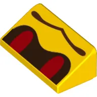 Brick Sloped 30° 1 x 2 x 2/3 with Red Eyes and Wavy Mouth (Buzzy Beetle Face) Print