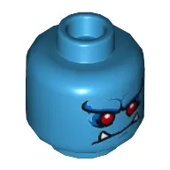 Minifig Head Demon, Red Eyes, Fangs, Closed Mouth / Open Mouth Print