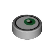 Tile Round 1 x 1 with Green Eye print