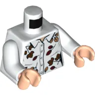 Torso Shirt with Brown Leaves Print, White Arms, Light Nougat Hands
