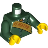 Torso Jacket with Gold Sash with '#1 MAYOR' Print, Dark Green Arms, Yellow Hands