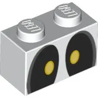 Brick 1 x 2 with Black and Yellow Eyes (Dry Bones) Print
