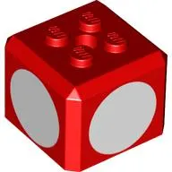 Brick Special Cube with 2 x 2 Studs on Top, and White Circles Print