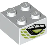 Brick 2 x 2 with Lime Eye on Both Sides, Dragon Scales print
