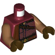 Torso Shirt, Shoulder Strap, Cap over Right Shoulder / Cape on Back Print, Medium Nougat Arms, Dark Brown Hands