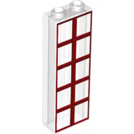 Brick 1 x 2 x 5 without Side Supports with Red Windows print