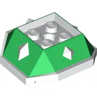 Brick Wedged, Sloped 4 x 4 with Diamond Spikes with White Underside Pattern