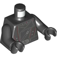 Torso Jacket with Dark Red Lines, Open Lapel, and Belt Print, Black Arms and Hands