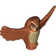 Animal, Bird, Owl Small with Open Wings, Angular Features with Black Eyes, Dark Brown Spotted Chest Feathers Print