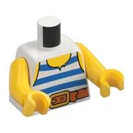 Torso Tank Top with Blue and White Stripes, Belt Print, Yellow Arms and Hands