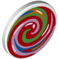 Road Sign Clip-on 2 x 2 Round with Spirals, Multi Color print