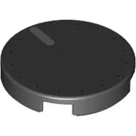 Tile Round 2 x 2 with Bottom Stud Holder and Dots around Edge and Light Bluish Gray Line (Volume Knob) Print