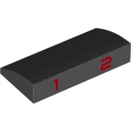 Brick Curved 2 x 4 x 2/3 No Studs, with Bottom Tubes with '1' and '2' Print