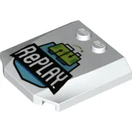 Brick Wedged, Curved Triple 4 x 4 x 2/3 with 2 Studs and 'RePLAY' Print