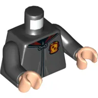 Torso Robe Clasped, with Dark Red Collar and Gryffindor Crest Print, Black Arms, Light Nougat Hands