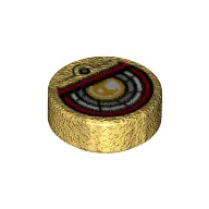 Tile Round 1 x 1 with Yellow, White Light Bluish Grey and Dark Red Circles print