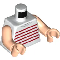 Torso Tank Top with Red Stripes Print, Light Nougat Arms and Hands